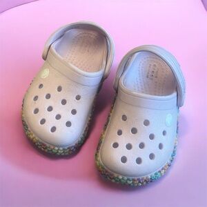 CROCS Kids Beige Clog with Colorful Bead-Trim Sole